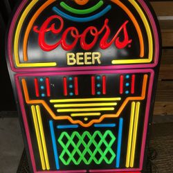 Vintage Coors Beer Iight Up Jukebox Shaped Sign