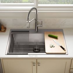 Kohler Provo 33" Dual Mount Single-bowl Workstation Kitchen Sink Kit NEW