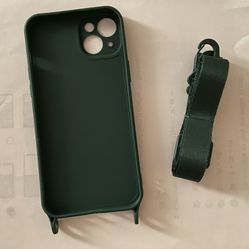 Case for iPhone 15 Plus with Adjustable Lanyard, Dark Green