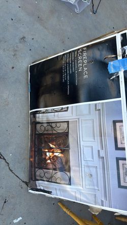 Metal Fireplace Screen Eggshell Black Finish
