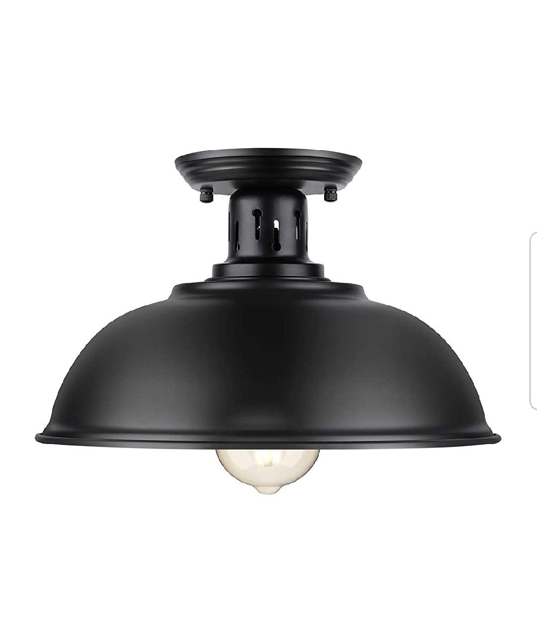 Farmhouse Semi Flush Mount Ceiling Light Fixture, E26 Medium Base, Industrial Black Pendant Lamp Shade