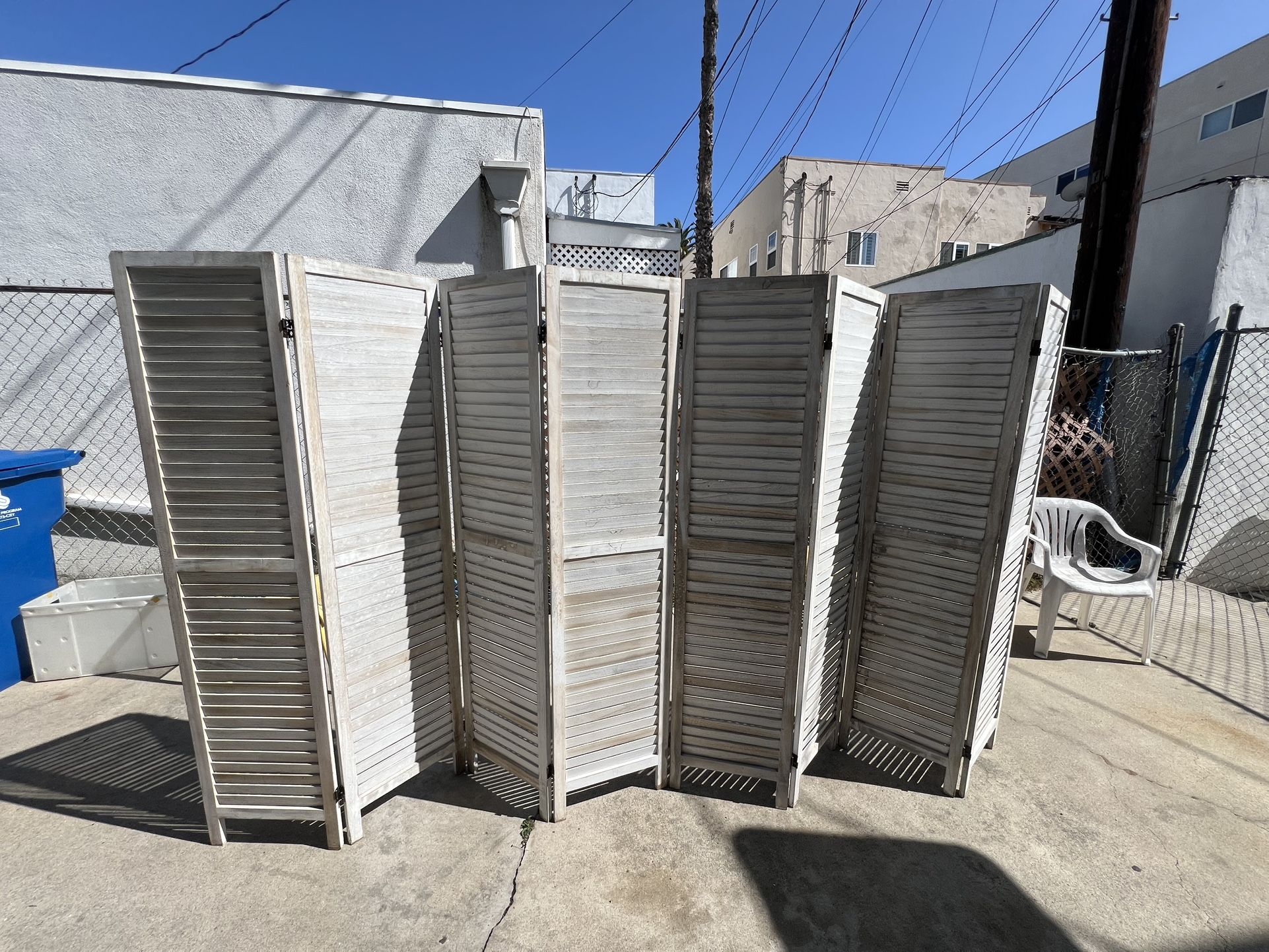 8 Panel White Wood Room Divider