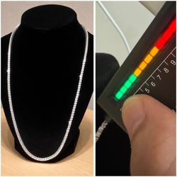 24-inch  Moissanite Tennis Chain.180 hand-set 3mm stones that pass a diamond tester. Made from solid 925 silver (stamped)