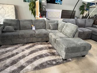 Grey Corduroy Sectional Huge Special Only $799