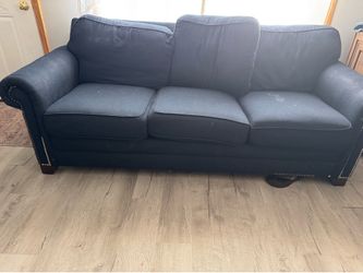 Navy Blue 3-Seat Sofa | Rolled Arms | Nailhead Trim | Very Comfortable