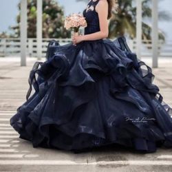 NAVY QUINCEAÑERA DRESS