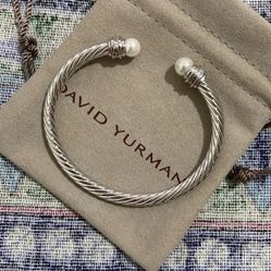 David Yurman Sterling Silver Pearl Pave Diamond Bracelet