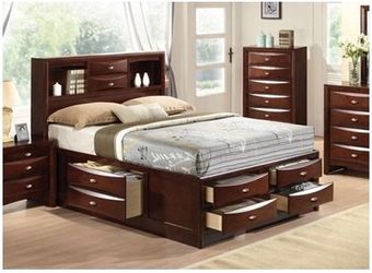 Brand New Cappuccino Wood Storage Bed
