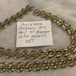 Heart Shape Necklace and Bracelet SET