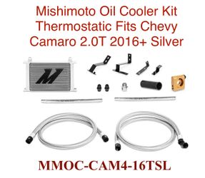 Mishimoto Oil Cooler Kit Thermostatic Fits Chevy Camaro 2.0T 2016+ Silver - Model : MMOC-CAM4-16TSL