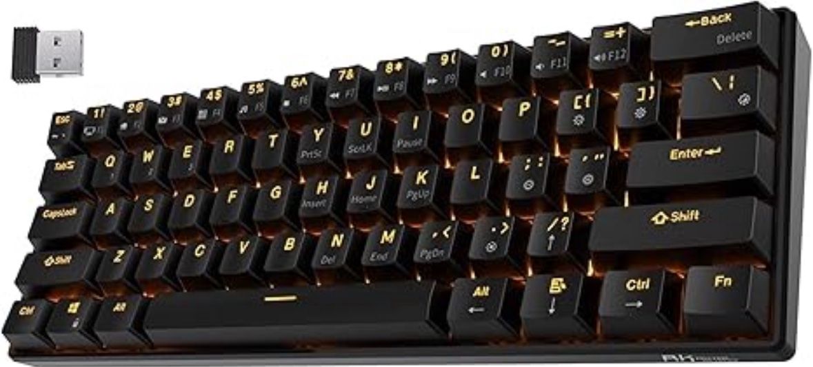 RK ROYAL KLUDGE RK61 Wireless 60% Triple Mode Mechanical Keyboard, 61 Keys Bluetooth Mechanical Keyboard, Compact Gaming Keyboard with Programmable So