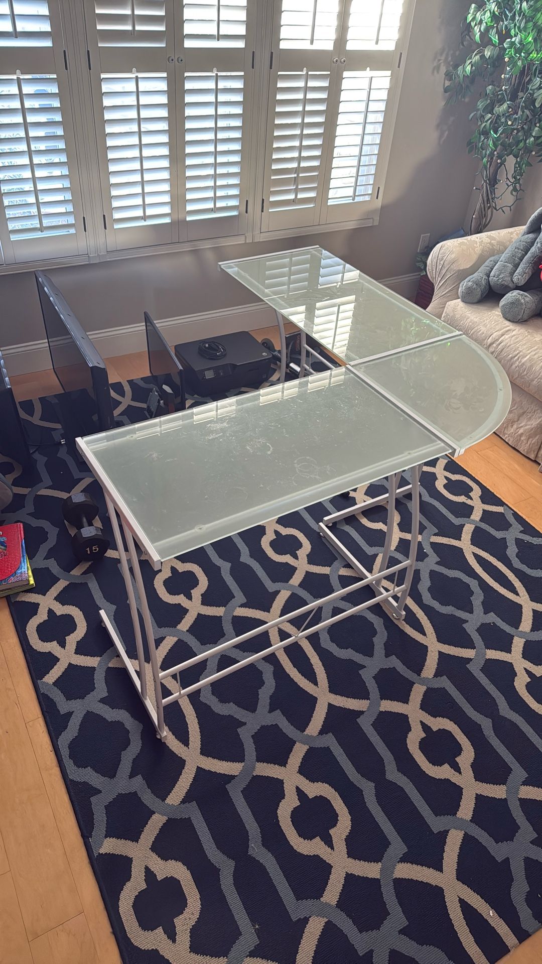 Tempered Glass L Shaped Desk