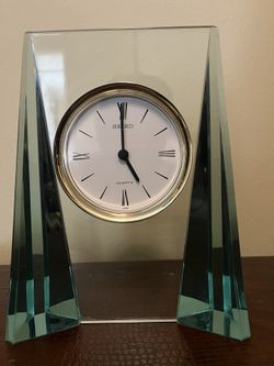 Vintage Seiko Aqua Glass Mantel Clock - Neo-Deco Postmodern Design (Tested)