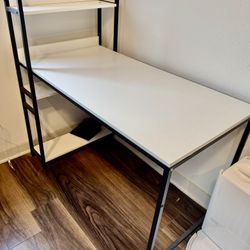White Desk Table With Chair 