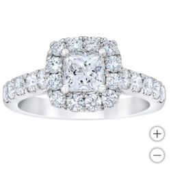 Princess Cut Natural Diamond Halo Engagement Ring