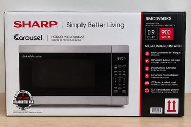 NEW Sharp Carousel 0.9 Cu. Ft. 900-Watt Stainless Steel Countertop Microwave (SMC0960KS)