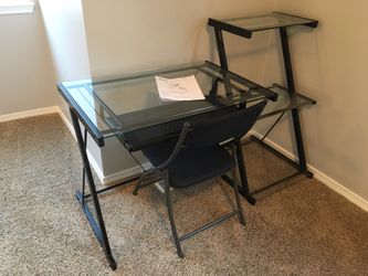 Z-Line Nero Desk w/Glass Shelves