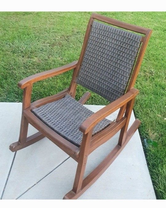 Outdoor Interiors Driftwood Grey Wicker & Eucalyptus Outdoor Rocking Chair