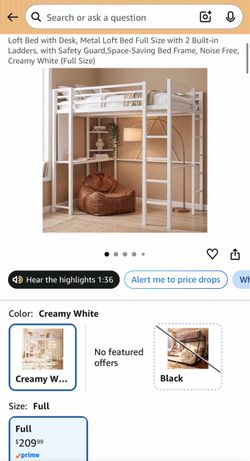 Full creamy white bunkbed loft from Amazon