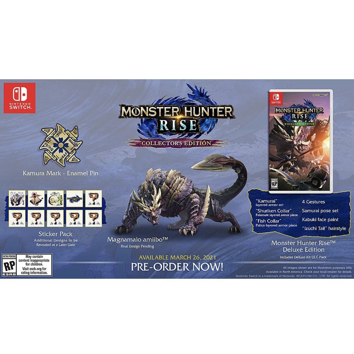 amiibo monster hunter rise switch collector's edition