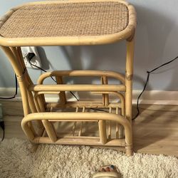 Small Rattan table with magazine back