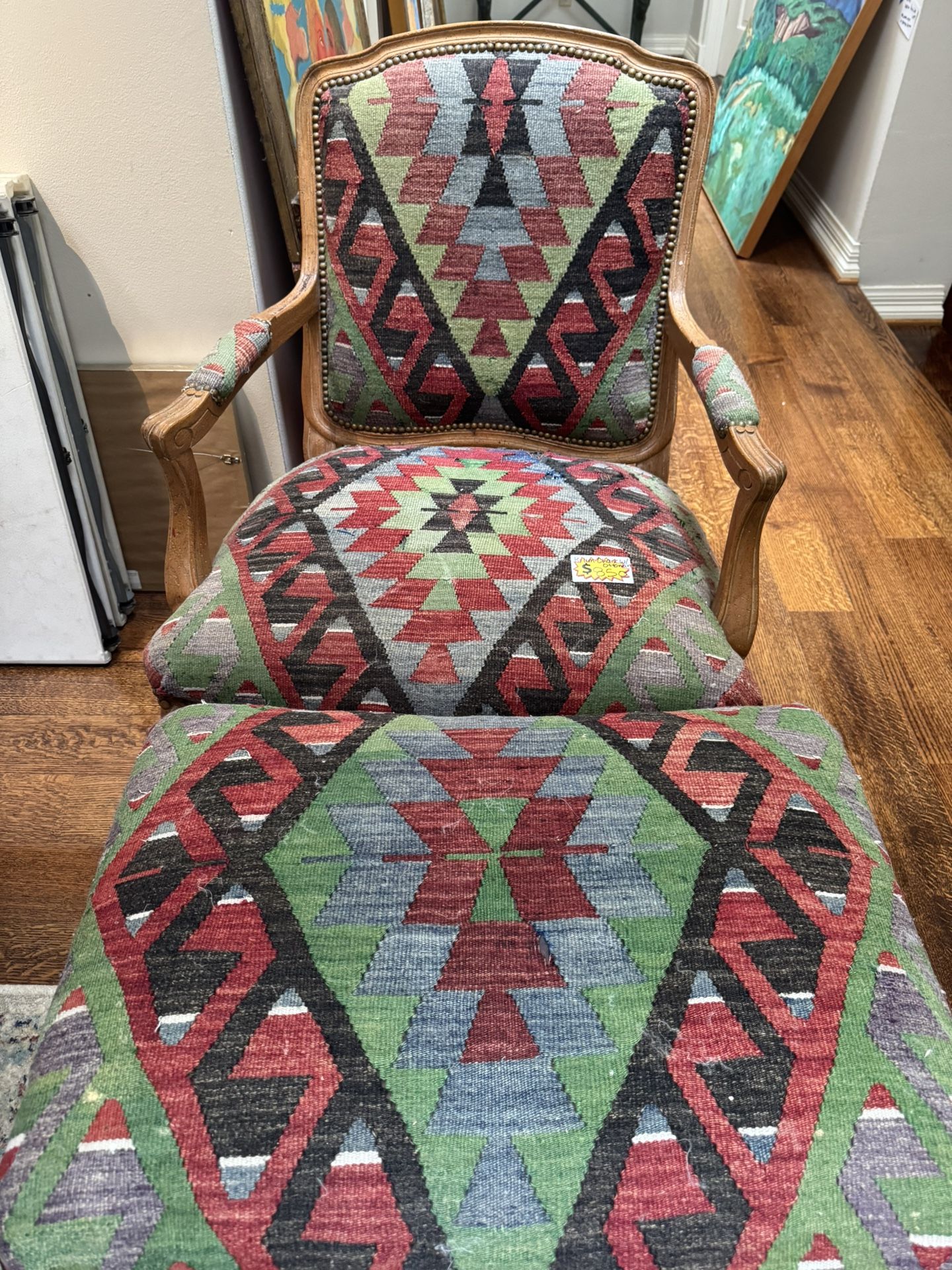 Kilim chair and ottoman