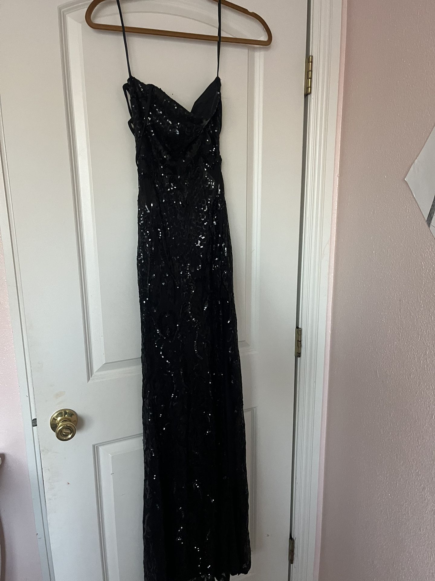 Azalea Formal High Slit Black Sequin Dress