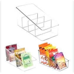 DESIGN Clear Plastic 4-Tier Sectioned Kitchen Organizers, Set of 4, New in Box