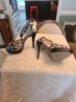 Floral Satin 4 in Stilettos