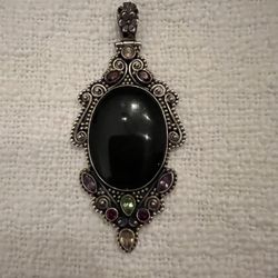 Large Sterling Silver 925 Pendant FADI INDIA various Stones