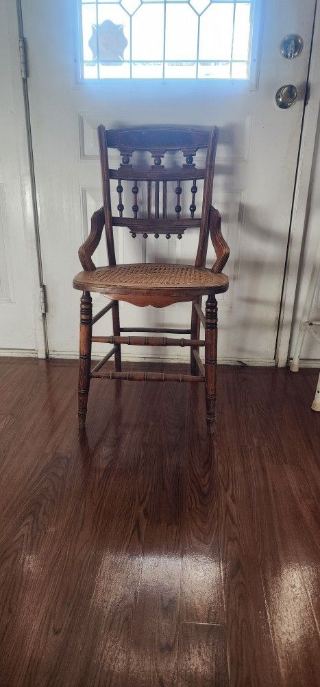 Antique Victorian Walnut & Cane Arm Chair