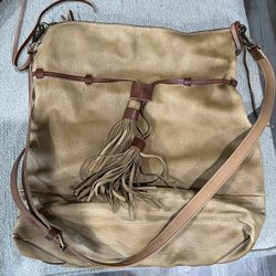 Alter'd state large boho faux leathr bag drawstring tassle closure