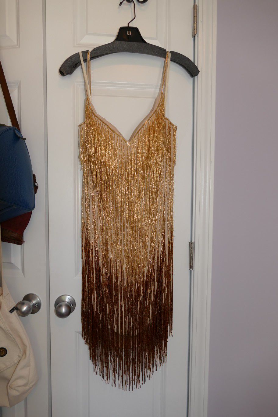 Gold fringe sparkly dress