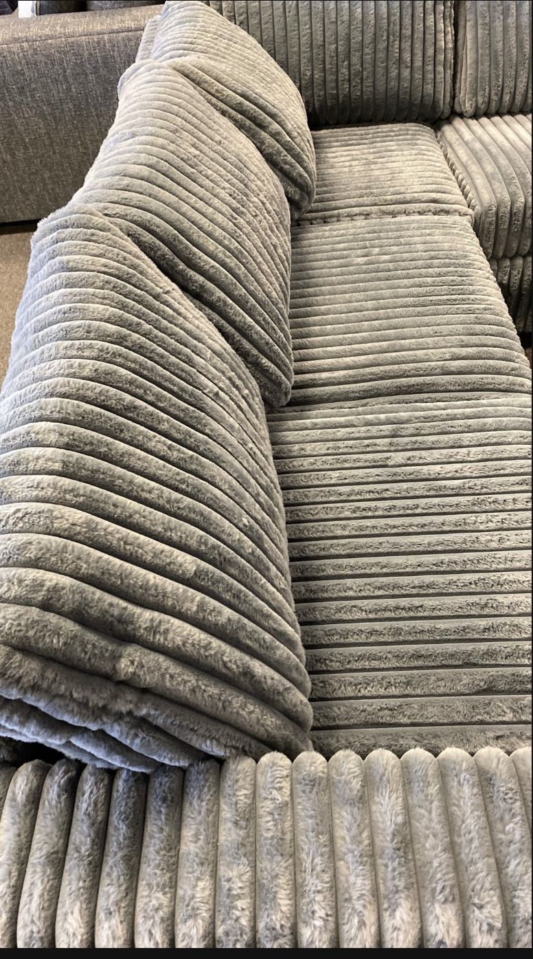 Thick Soft Corduroy Plush Fabric Reversible Sectional