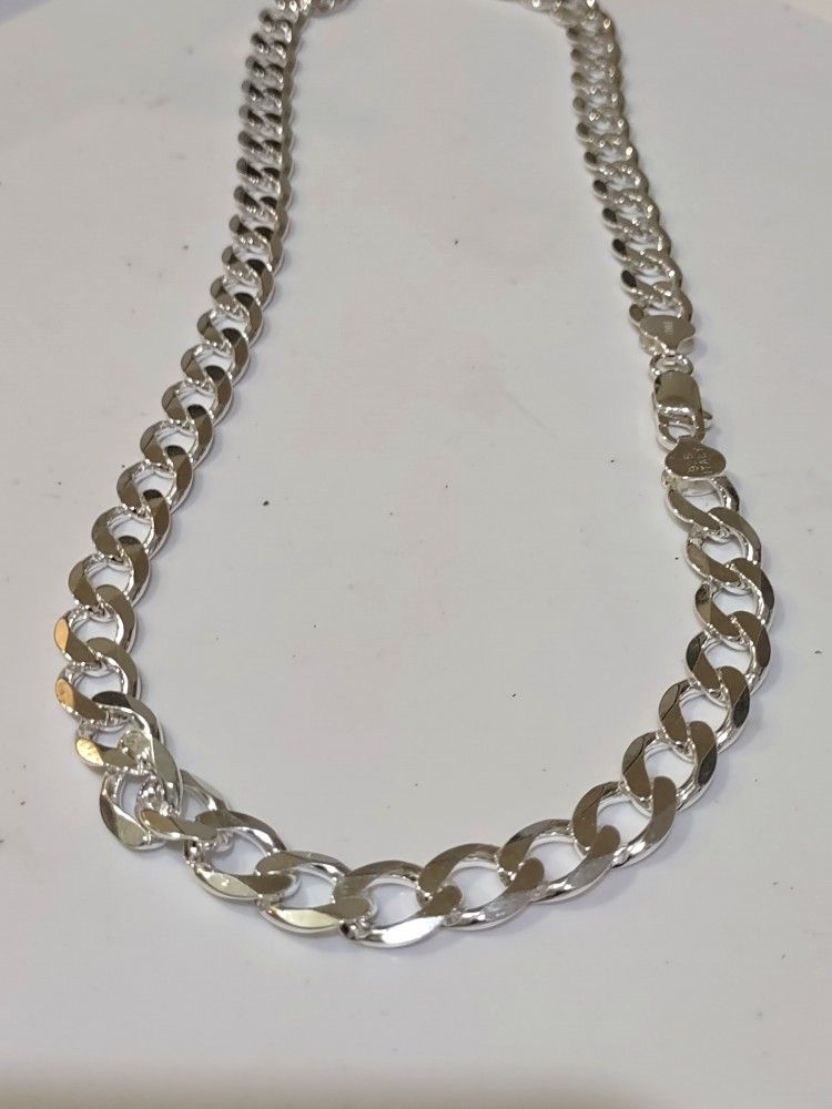 Sterling Silver Curb Chain. Necklace 10 MM wide 20"inches