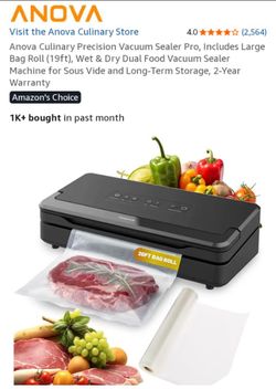 NEW-NEVER USED-NO BOX-Anova Culinary Precision Vacuum Sealer Pro, Includes Large Bag Roll (19ft), Wet & Dry Dual Food Vacuum Sealer Machine for Sous V