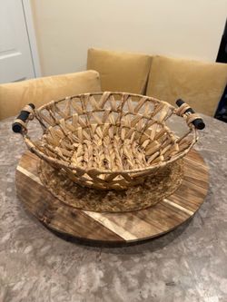 Woven Water Hyacinth Basket with Handles
