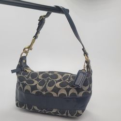 
Coach Blue Jacquard Demi Baguette Shoulder Bag