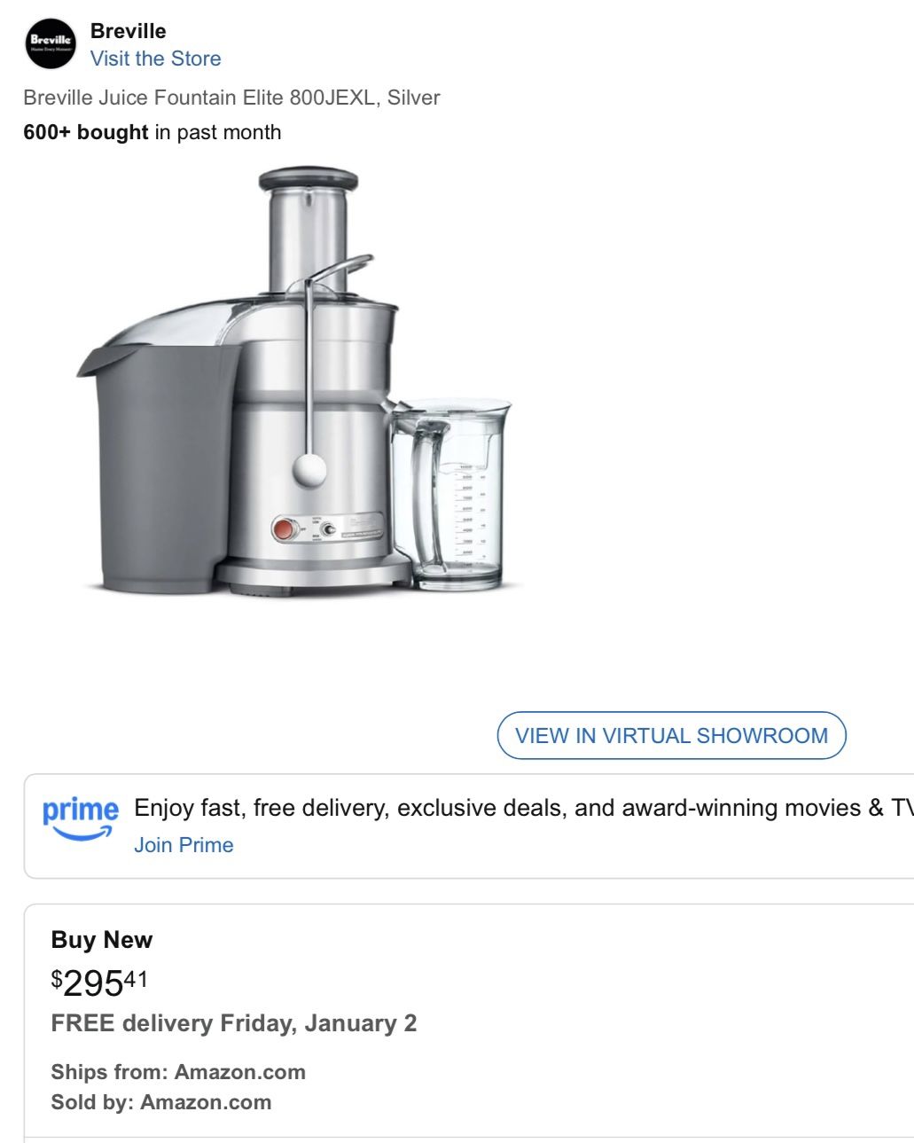 Breville Juice Fountain Elite 800JEXL – High Power Juicer