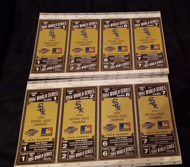 1994 White Sox World Series Ticket Stubs Never Used Games 1,2,6,&7