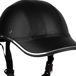 Bicycle Baseball Helmets Bike Helmet Adults- ABS Leather Cycling Safety Helmet with Adjustable Strap for Adult Men Women Black (Size: 21.6-24.4in)