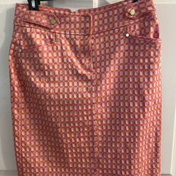 Etcetera Pencil Skirt - Orange /pink Size 2