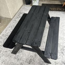 Kids Black Wooden Picnic Table!