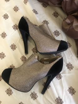 Gold and Black zip booties