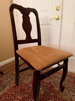 Queen Anne Set of 5 Solid Wood Dining Chairs – Mahogany