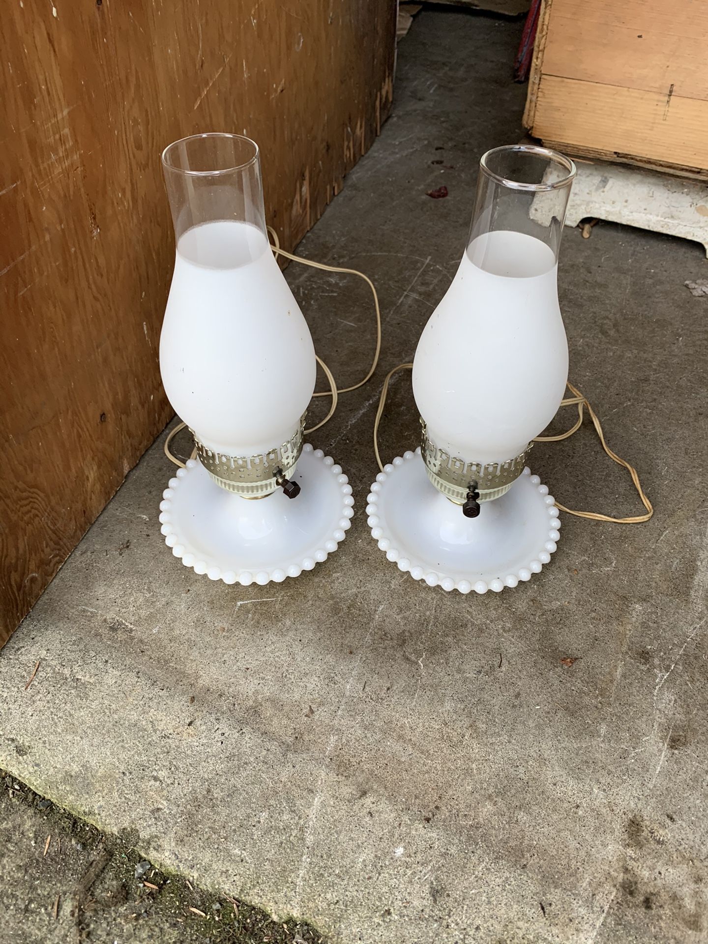 Vintage milk glass lamps