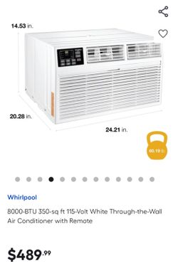Whirlpool
8000-BTU 350-sq ft 115-Volt White Through-the-Wall Air Conditioner with Remote