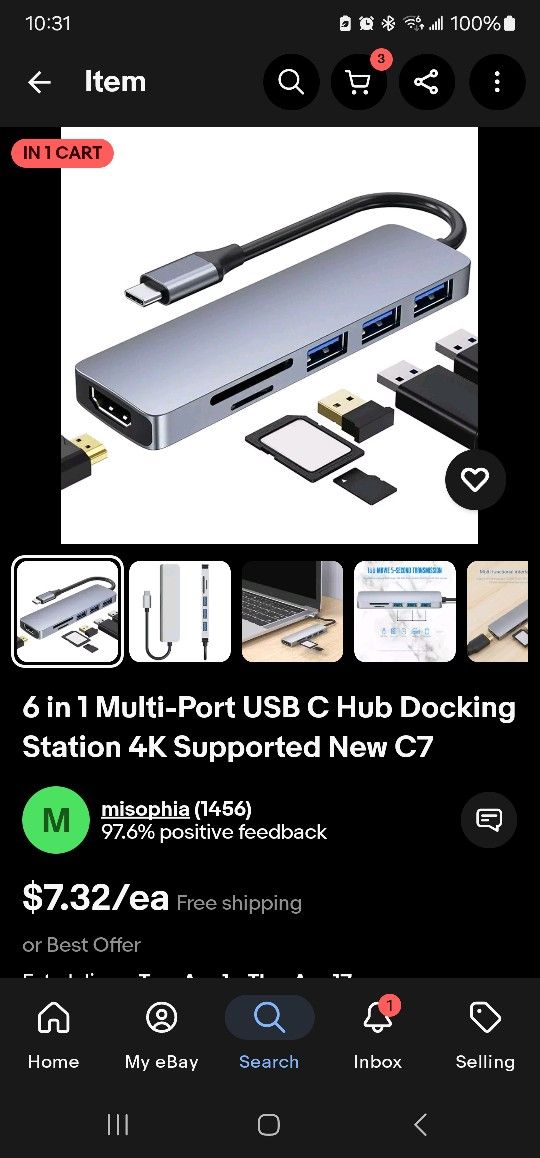 5 in Multi-Port USB C Hub Docking
Station 4K Supported New C7