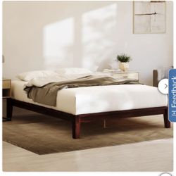 Brand new Nectar queen bamboo platform bed frame / bed base in walnut finish. In the sealed box
