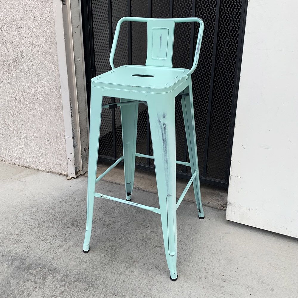 New in Box $25 (Light Blue) Metal Bar Stools w/ Backrest 30” Seat Height for Kitchen Counter Top Barstool